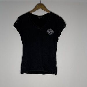 Harley-Davidson Black V-Neck Short Sleeve Tee